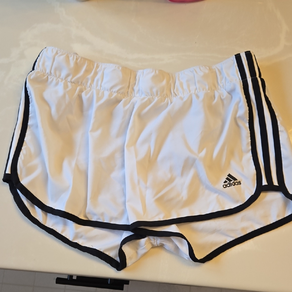 Adidas Women's Athletic Shorts in White with Black Trim